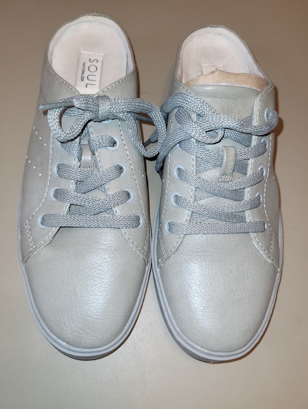 Soul Naturalizer Kemper Fossil Gray Lace-Up Mules. Size 9M - Like New Condition!